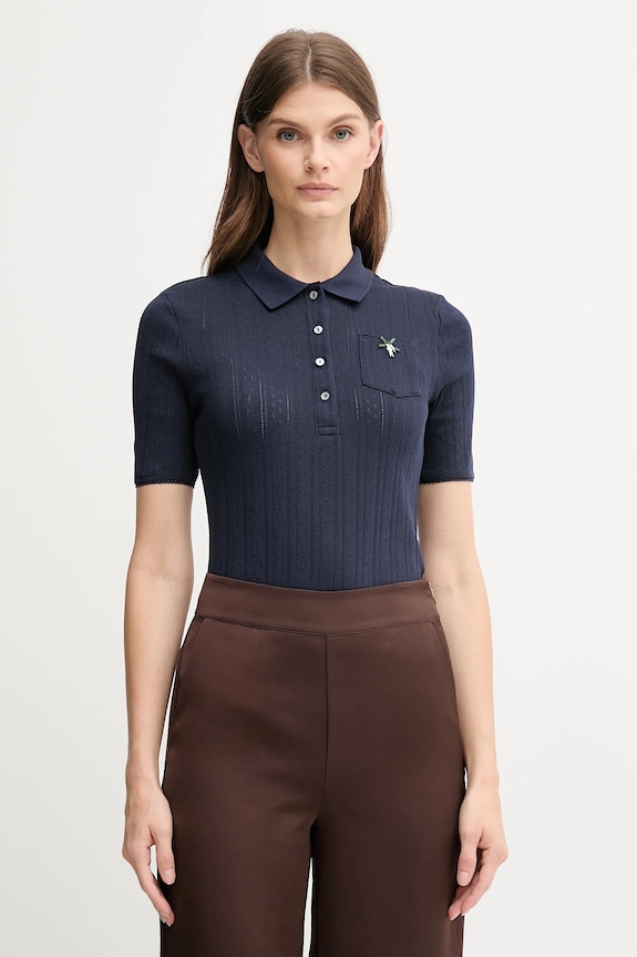 Lacoste női pamut póló sötétkék DF5296