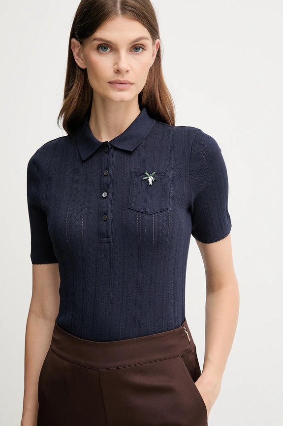 Lacoste női pamut póló sötétkék DF5296