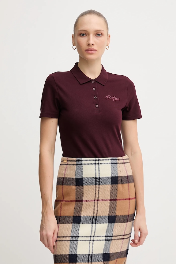Tommy Hilfiger tricou polo imprimeu burgundia WW0WW47312