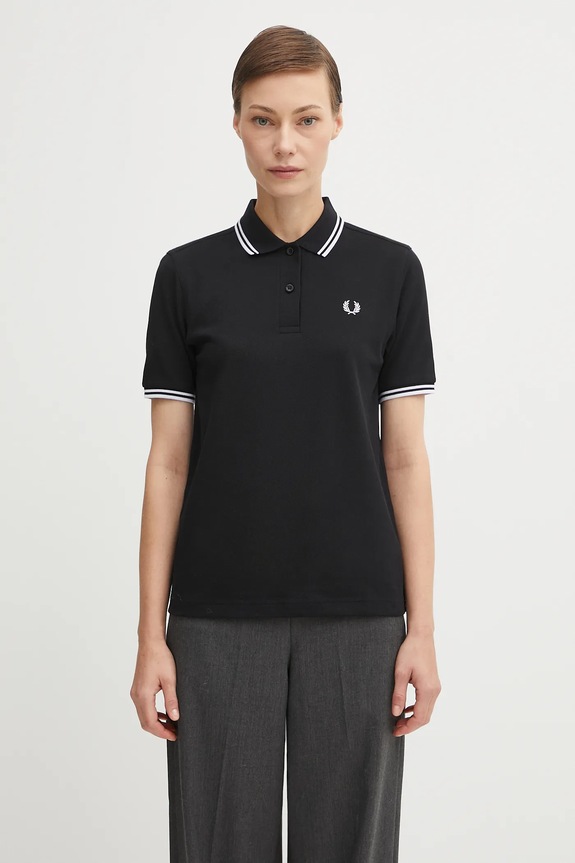 Fred Perry polo din bumbac pentru femei uni negru G3600