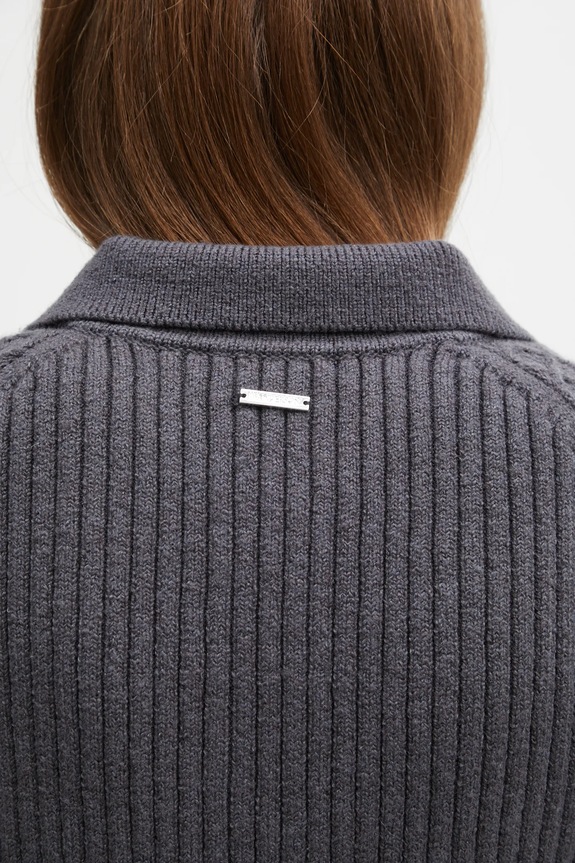 JW Anderson sweter z dodatkiem wełny Cropped Cable Knit Polo szary KW1443.YN0446
