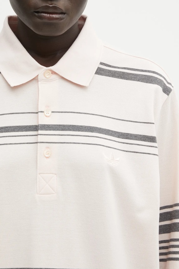 Bavlněné tričko s dlouhým rukávem adidas Originals x Wales Bonner Polo růžová KB2298
