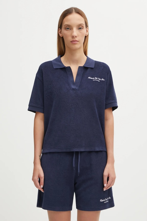 Бавовняне поло Sporty & Rich Eden Script Terry гладкий темно-синій TO00160673BL106