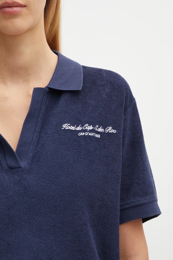 Бавовняне поло Sporty & Rich Eden Script Terry темно-синій TO00160673BL106
