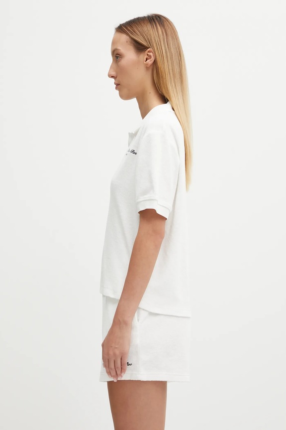 Sporty & Rich cotton polo shirt Eden Script Terry TO00160673WH01 white AW25