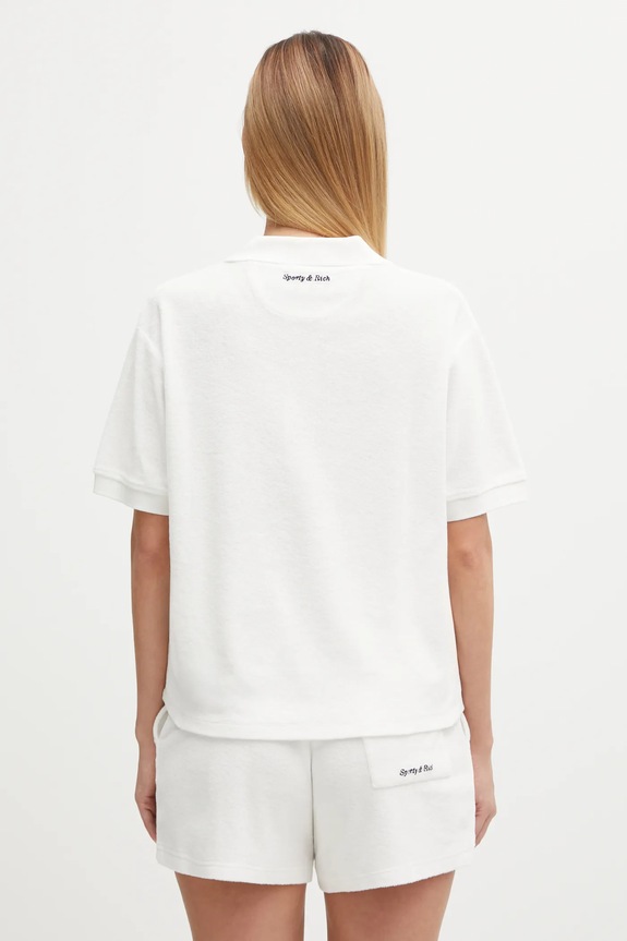 Clothing Sporty & Rich cotton polo shirt Eden Script Terry TO00160673WH01 white