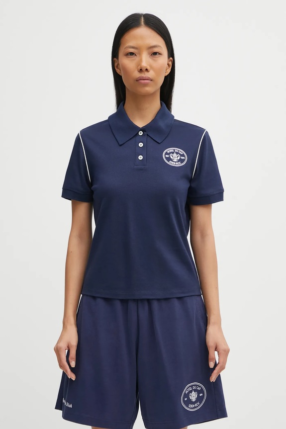 Sporty & Rich polo Eden Crest Embroidered Pique regular granatowy TO05760666BL107
