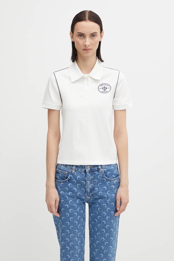 Sporty & Rich polo shirt Eden Crest Embroidered Pique regular white TO05760666WH50