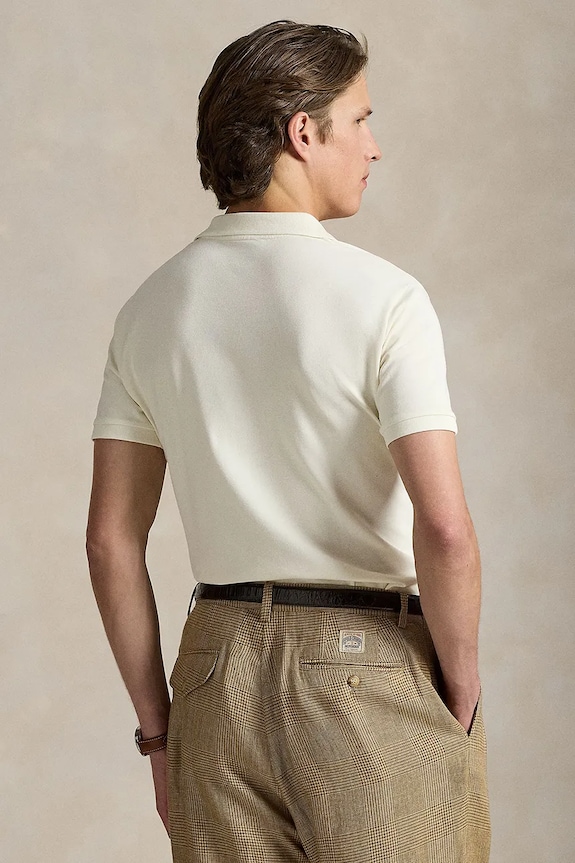 Памучна тениска с яка Polo Ralph Lauren 710968951 бежов SS26