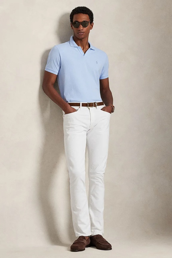 Дрехи Памучна тениска с яка Polo Ralph Lauren 710968951 син