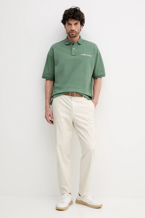 Βαμβακερό μπλουζάκι πόλο Polo Ralph Lauren 710972615 πράσινο AW25
