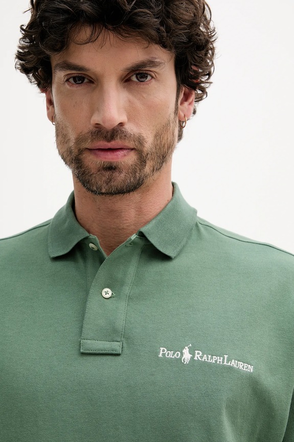 Βαμβακερό μπλουζάκι πόλο Polo Ralph Lauren πράσινο 710972615