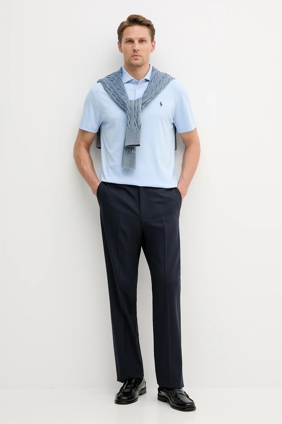 Pamučna polo majica Polo Ralph Lauren 710971062 plava AW25