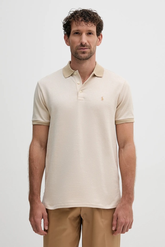 Bombažen polo Polo Ralph Lauren Brez vzorca bež 710974270
