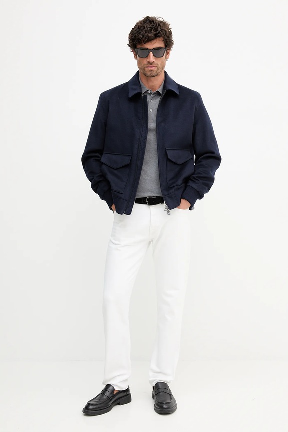 Polo με προσθήκη μεταξιού BOSS BECKHAM X BOSS 50554093 γκρί AW25