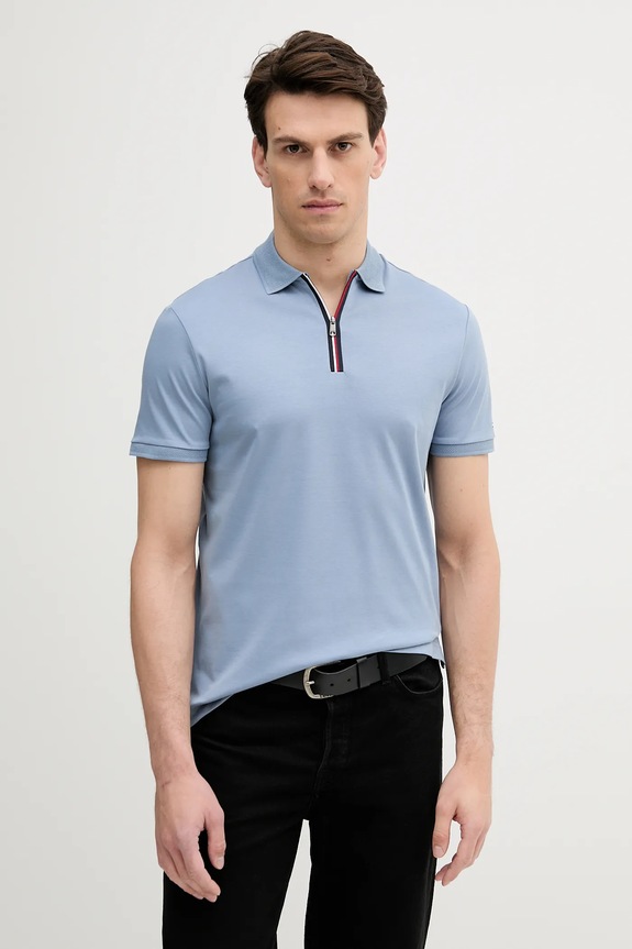 Tommy Hilfiger polo de bumbac regular albastru MW0MW39552