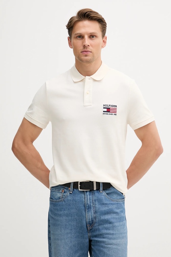Tommy Hilfiger polo regular beżowy MW0MW39836