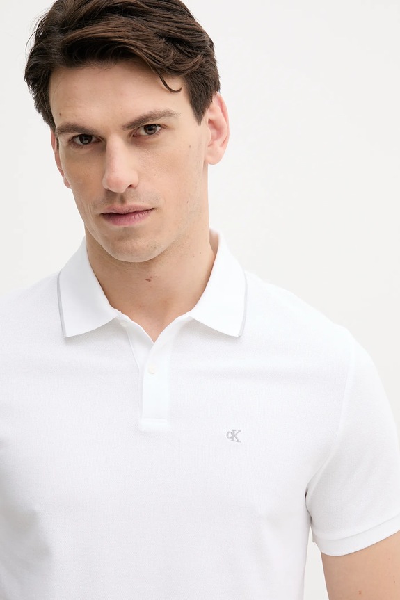 Calvin Klein polo bărbați din bumbac alb LV04LC239G