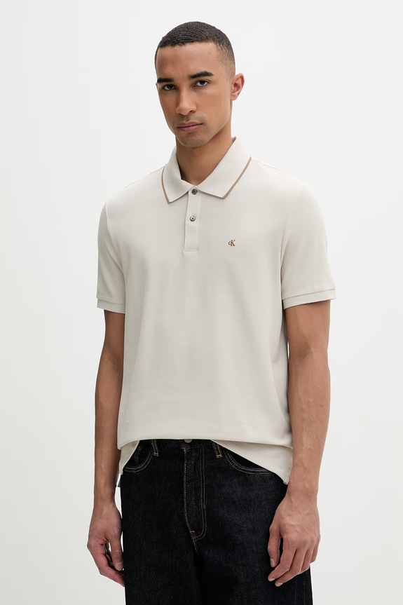 Calvin Klein polo tričko pánske bavlnené béžová LV04LC239G