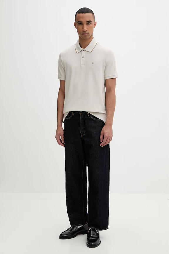 Calvin Klein polo tričko pánske bavlnené LV04LC239G béžová SS26