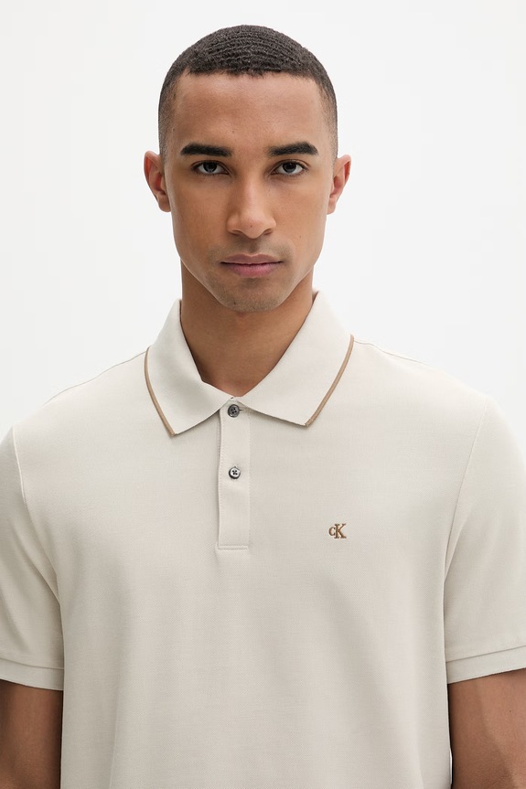 Calvin Klein polo tričko pánske bavlnené béžová LV04LC239G