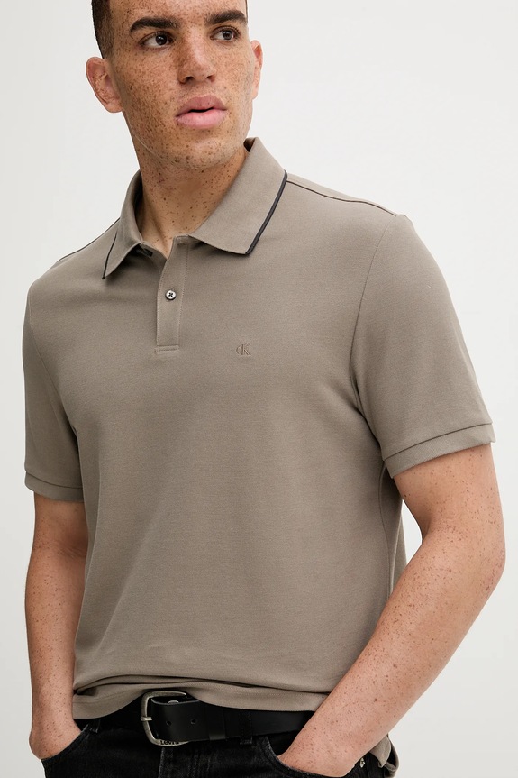 Calvin Klein polo tričko pánske bavlnené béžová LV04LC239G