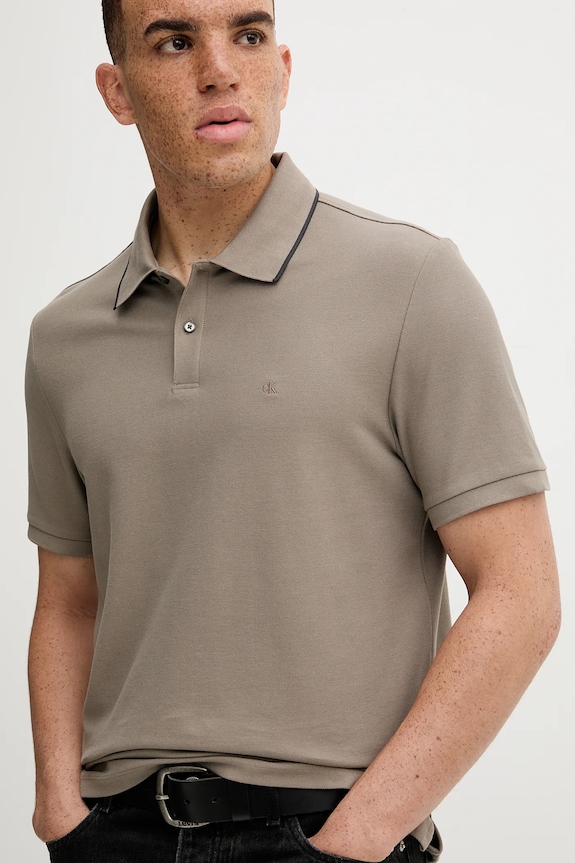 Calvin Klein polo tričko pánske bavlnené béžová LV04LC239G