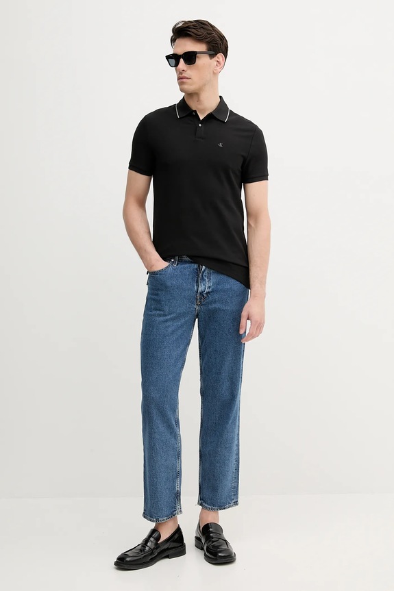 Calvin Klein πόλο ανδρικό βαμβακερό LV04LC239G μαύρο SS26