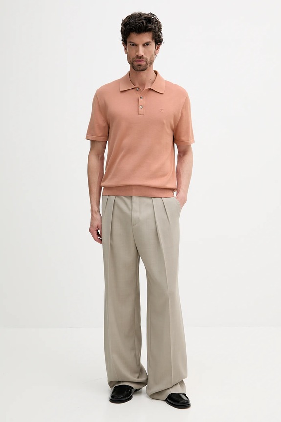 Calvin Klein polo tricotat bărbătesc din bumbac LV04LC326G portocaliu SS26