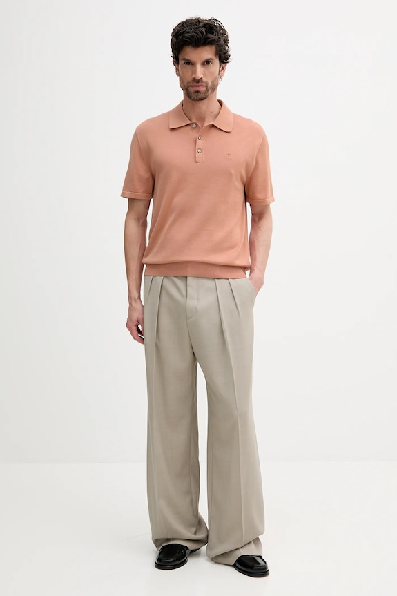 Calvin Klein polo tricotat bărbătesc din bumbac LV04LC326G portocaliu SS26