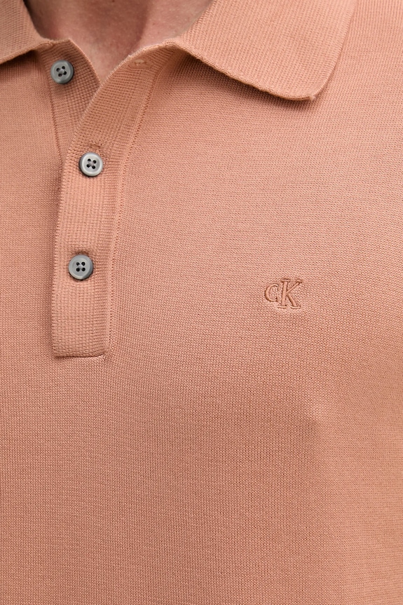 Calvin Klein polo tricotat bărbătesc din bumbac LV04LC326G portocaliu