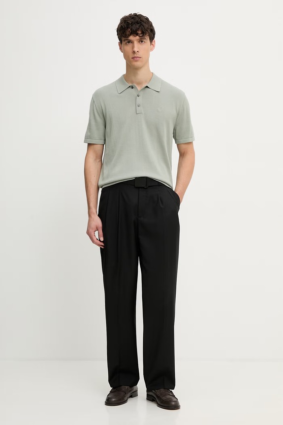 Calvin Klein úpletové polo tričko pánske bavlnené LV04LC326G zelená SS26