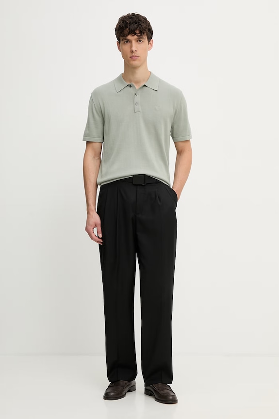 Calvin Klein úpletové polo tričko pánske bavlnené LV04LC326G zelená SS26