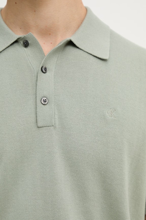 Calvin Klein úpletové polo tričko pánske bavlnené LV04LC326G zelená