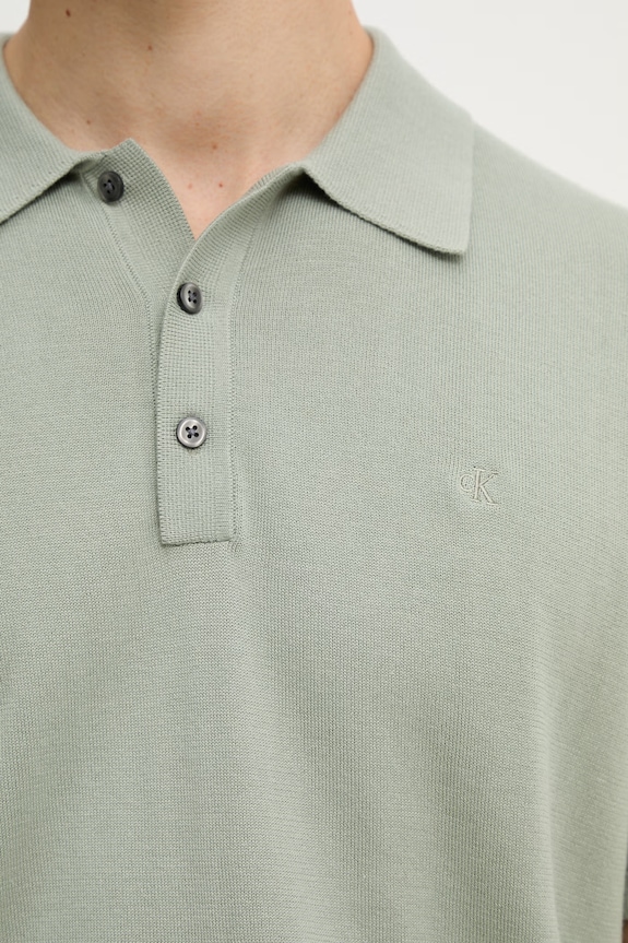 Calvin Klein úpletové polo tričko pánske bavlnené LV04LC326G zelená