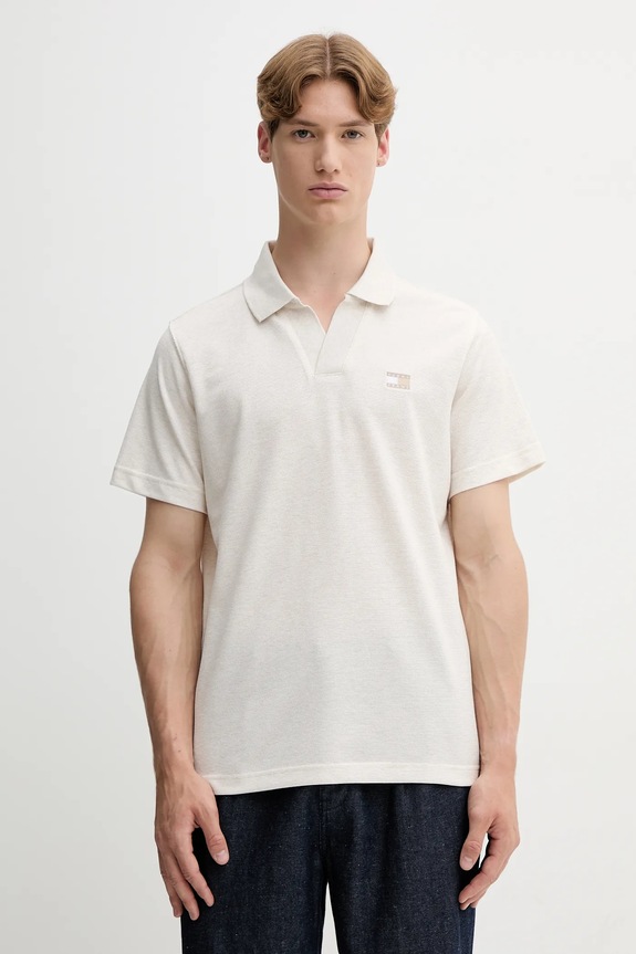 Polo tričko Tommy Jeans jednofarebný béžová DM0DM21657