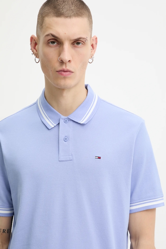 Odzież Tommy Jeans polo bawełniane DM0DM21846 niebieski