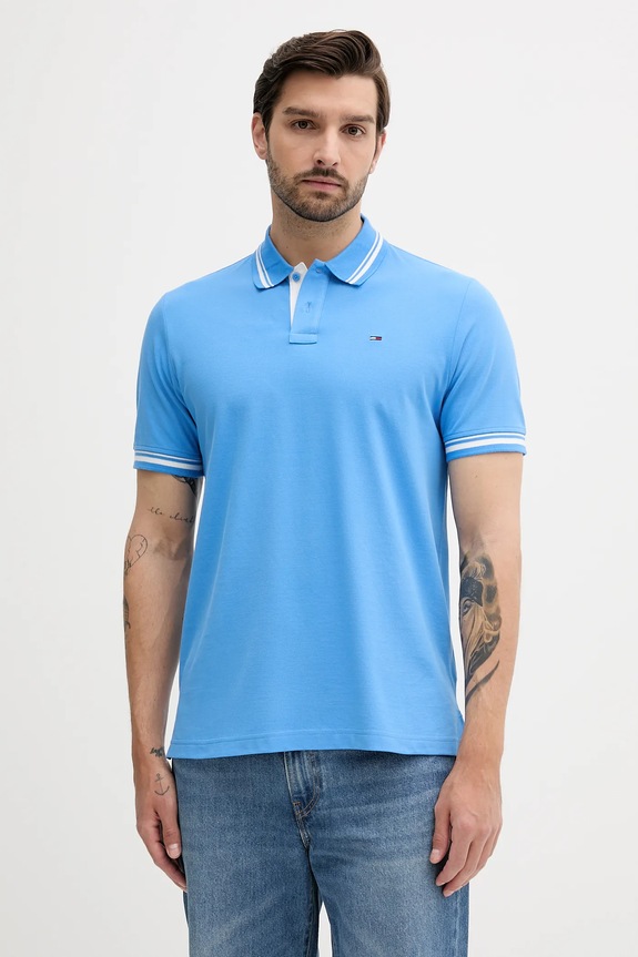 Tommy Jeans polo bawełniane bawełna niebieski DM0DM21846