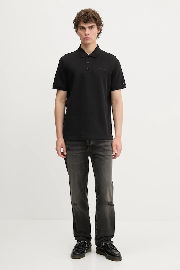 Bavlnené polo tričko Tommy Jeans DM0DM21935 čierna AW25
