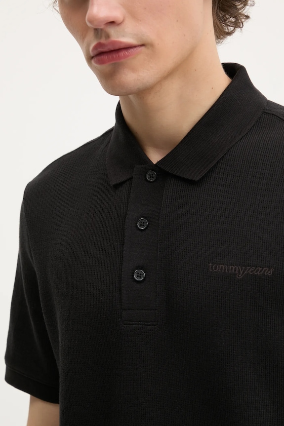 Bavlnené polo tričko Tommy Jeans DM0DM21935 čierna