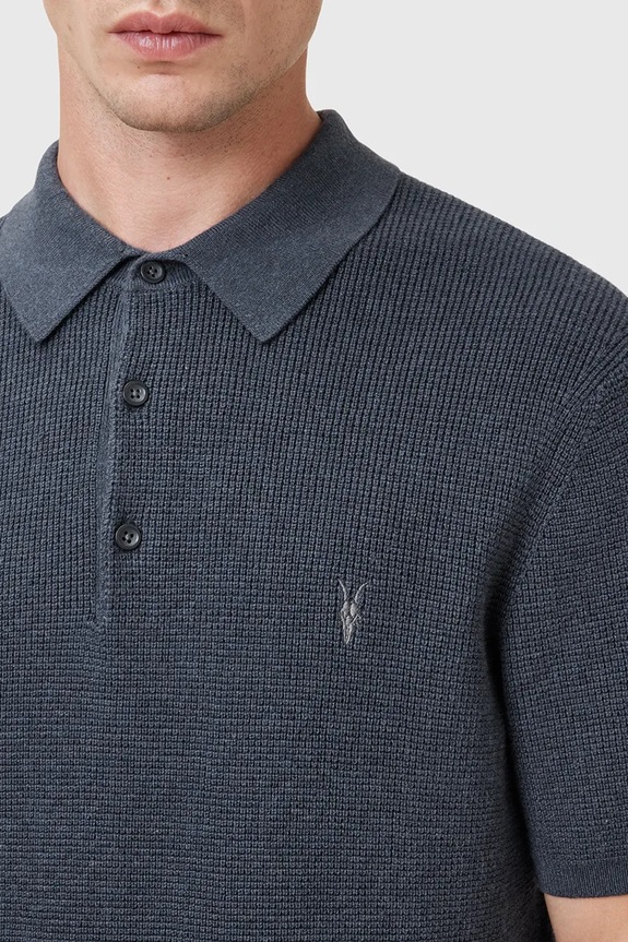 AllSaints polo z domieszką wełny ASPEN M025KA granatowy AW25