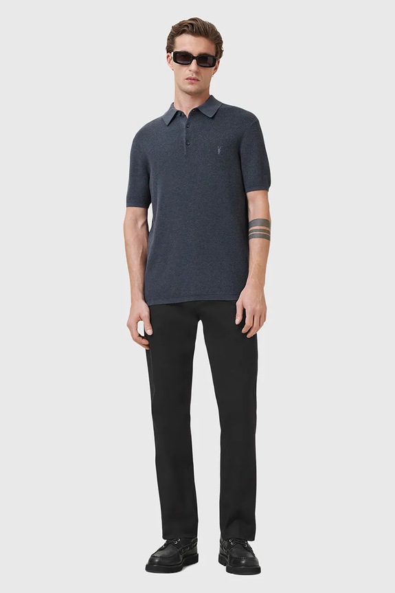 AllSaints polo z domieszką wełny ASPEN M025KA granatowy