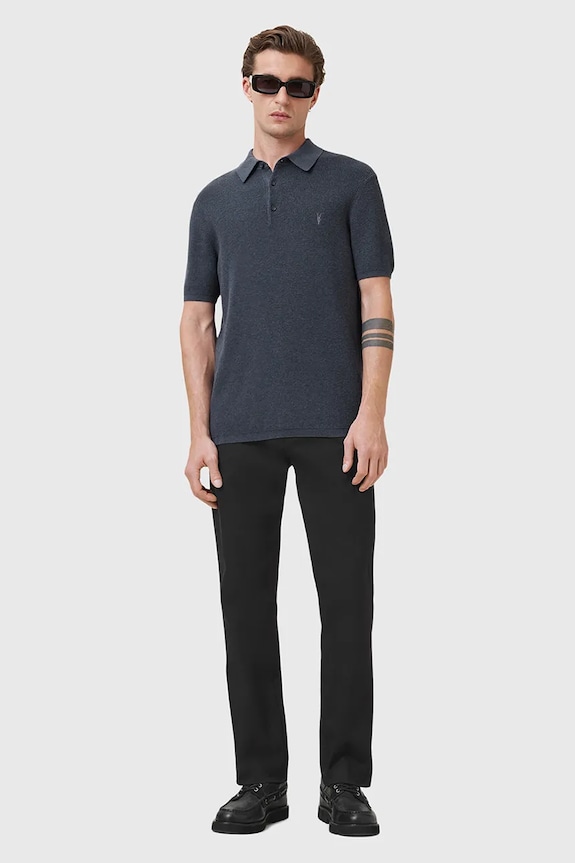 AllSaints polo z domieszką wełny ASPEN M025KA granatowy