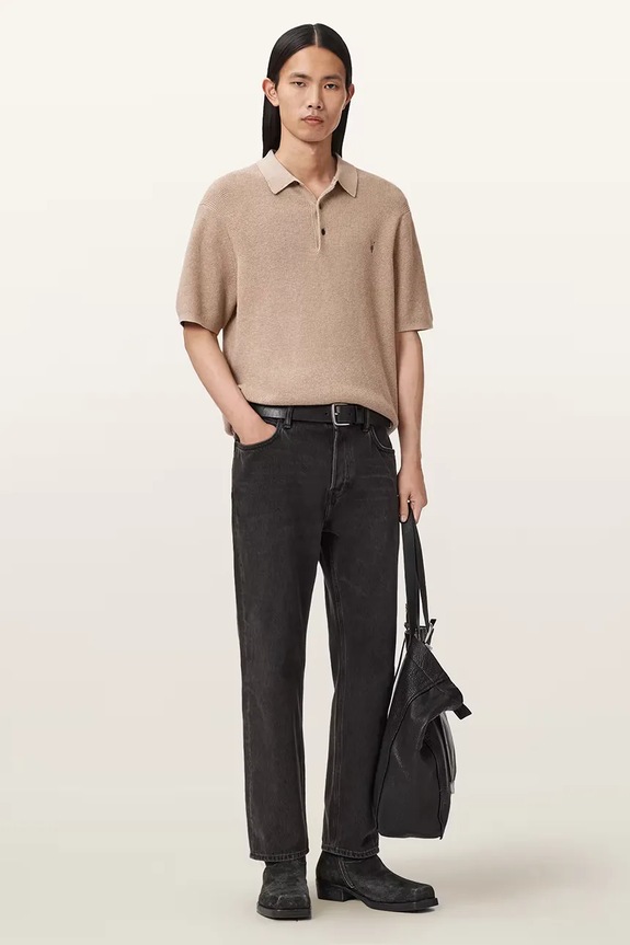 Одежда AllSaints поло для мужчин с добавлением шерсти ASPEN M025KA бежевый