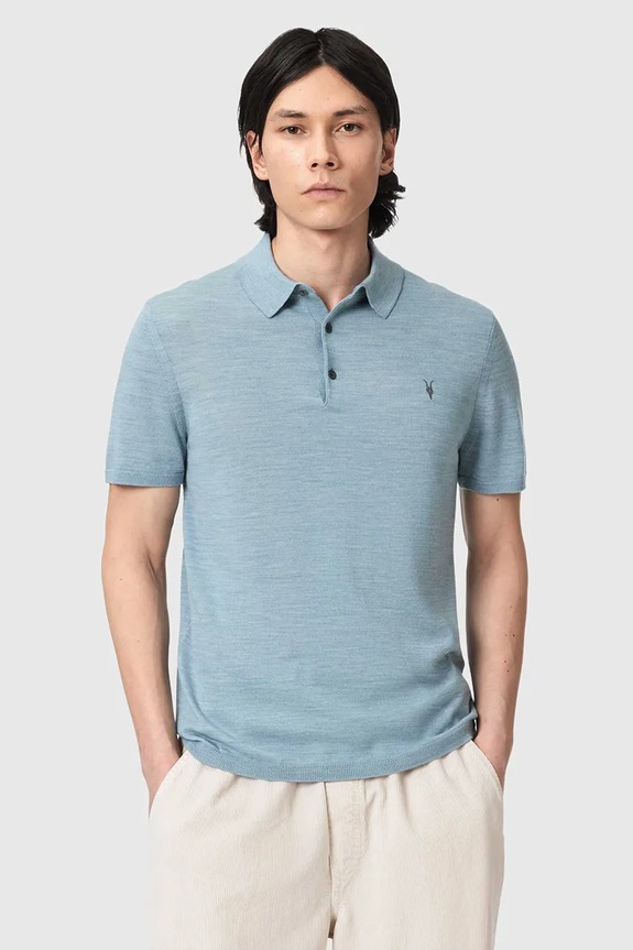 AllSaints polo majica moška volnena MODE modra M086KB