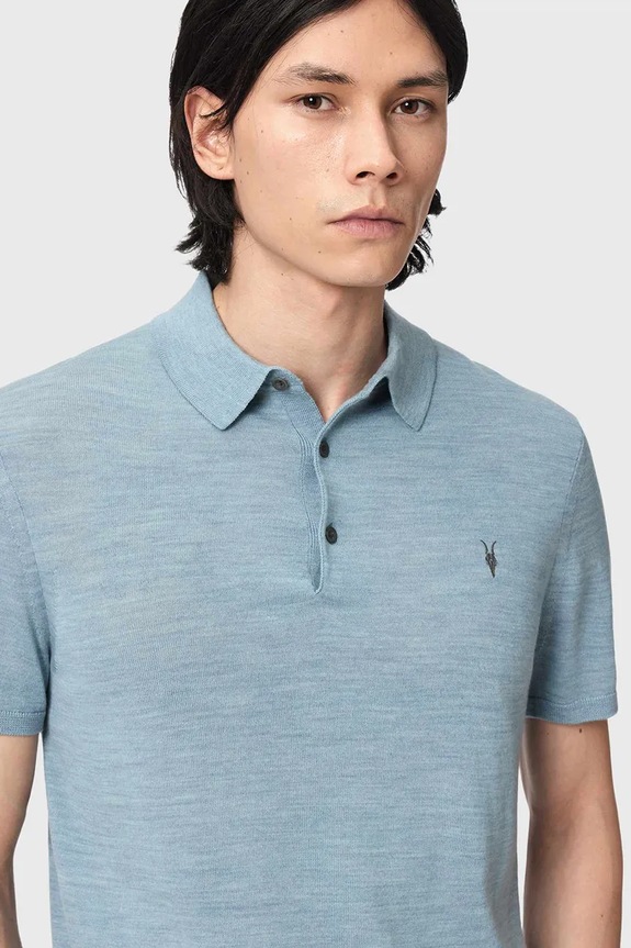 AllSaints polo majica moška volnena MODE modra M086KB