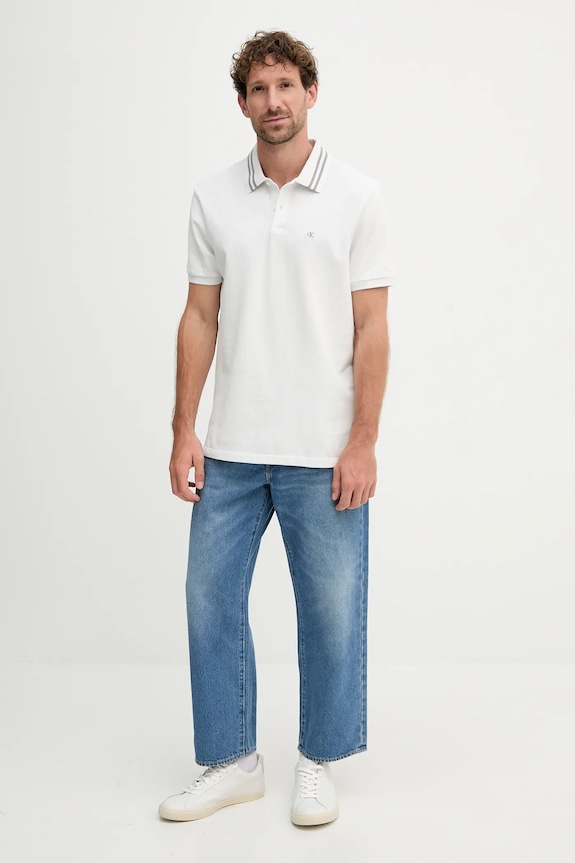 Bavlněné polo tričko Calvin Klein Jeans LV04RC276G bílá AW25