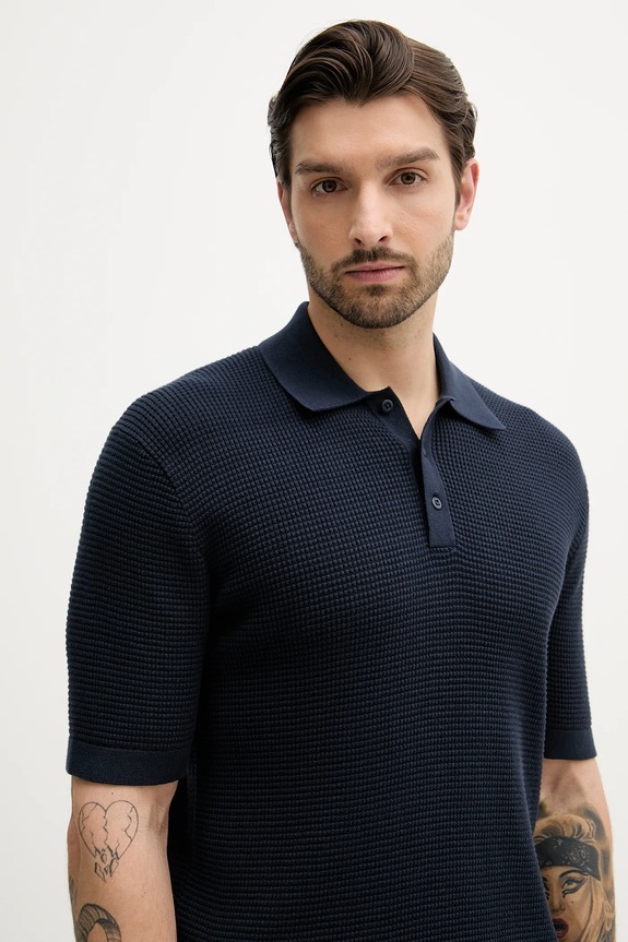 Βαμβακερό μπλουζάκι πόλο Calvin Klein Jeans σκούρο μπλε LV04RC306G