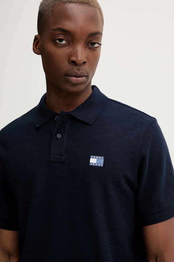 Bavlnené polo tričko Tommy Jeans tmavomodrá DM0DM22063