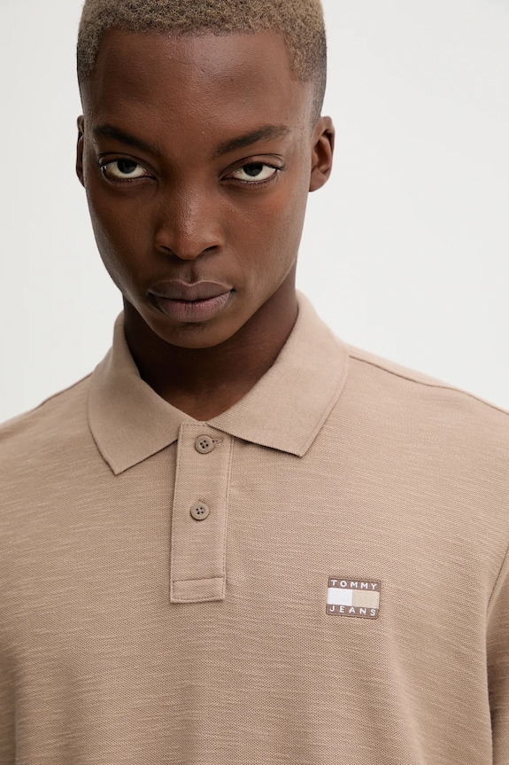 Bavlnené polo tričko Tommy Jeans béžová DM0DM22063
